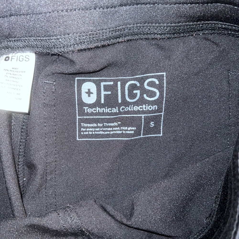 Figs Women's Black Scrubs with Light Gray Drawstring - Picture 2 of 3